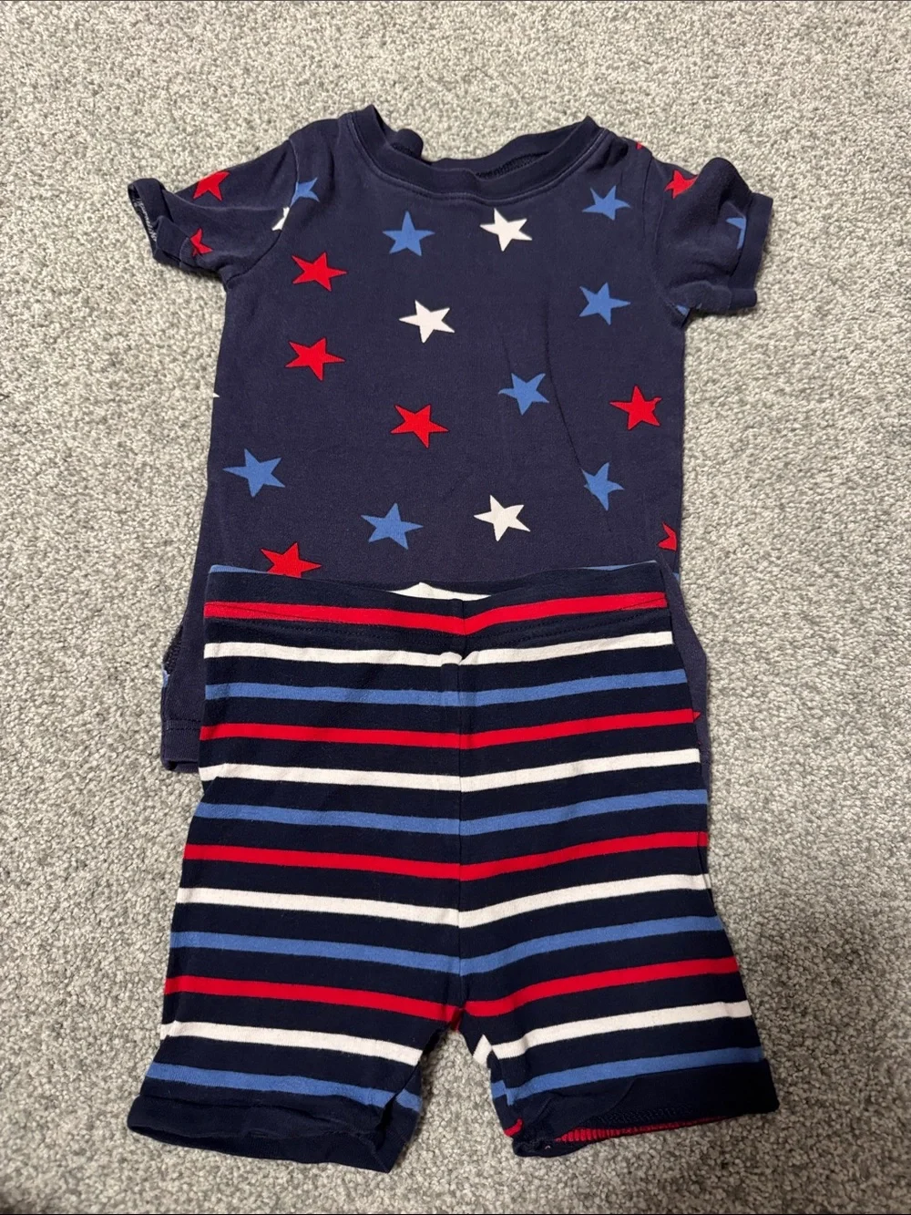 Old Navy Navy Pajama Set with Red, White and Blue Stars & Stripes